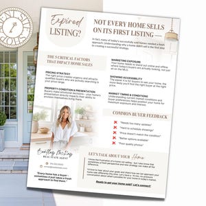 Volantino per inserzione scaduta immobiliare / Marketing immobiliare / Modello Canva / Modello immobiliare / Volantino per nuovo agente / Lettera per inserzione scaduta