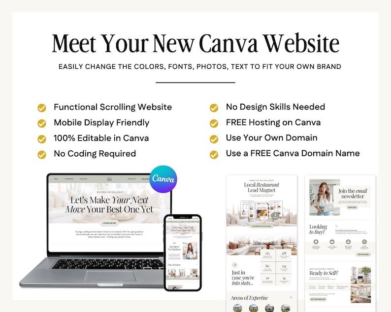 2026 Real Estate Canva Website Template | Real Estate Agent Website ...
