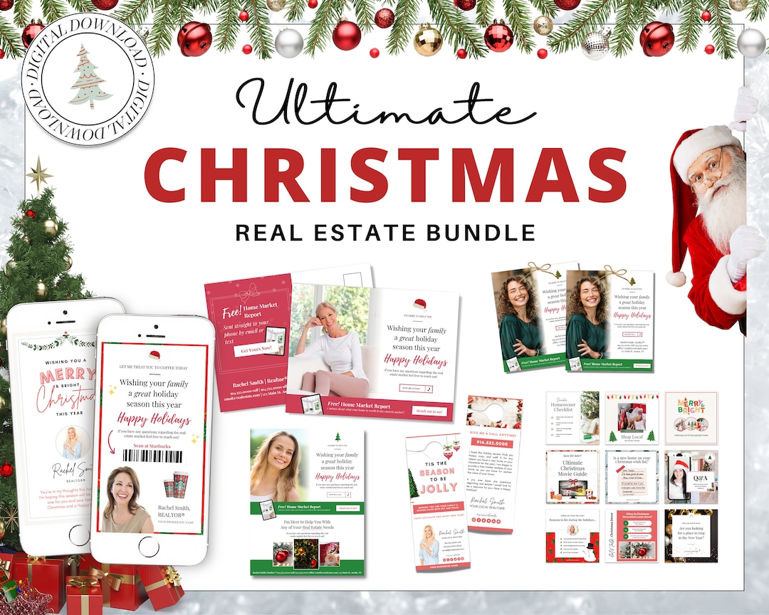 Christmas Real Estate Bundle Real Estate Marketing Canva Templates Real
