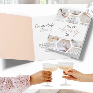 Biglietto d'auguri immobiliare per il giorno di chiusura felice/Carta agente immobiliare/Carte per prestatore di mutui ipotecari/Carte per ufficiale di prestito Modello Canva immobiliare