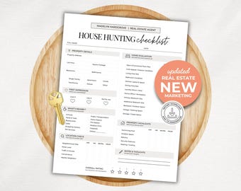 House Hunting Checklist Template | Real Estate Buyer Checklist Template, Home Buying Planner, New House Checklist, Home Buyer Guide, Canva