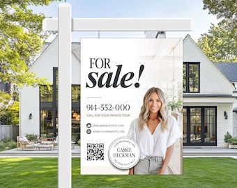 Grundbesitz-Yard-Schild-Vorlage | For Sale Schild | Objektschild | Modernes Verkaufsschild | Verkauft Schild | Leinwand zum Verkauf | Schild Reiter