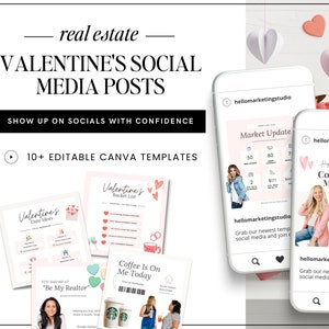 Valentijnsdag onroerend goed Instagram-berichten | Canva-sjablonen voor vastgoedmarketing | Sociale mediaberichten over onroerend goed | Valentijnsdag PopBy