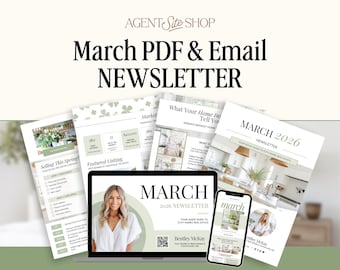 March Real Estate Newsletter | Real Estate Marketing | Email Marketing | Canva Template | Flodesk | Printable