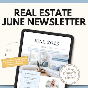 June Real Estate Newsletter | Real Estate Marketing | Monthly Real Estate Newsletter | Email Marketing | Canva Template| Printable | June
