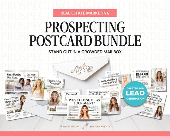 Postcard Prospecting Bundle | Farming Postcards |  Postcard Bundle | Lead Generation Prospecting Postcards | Real Estate Marketing | Canva
