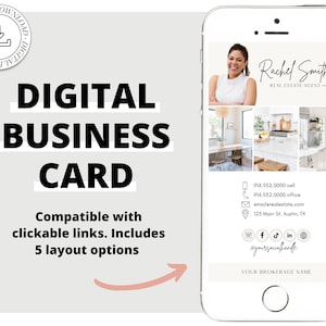 Modèle Canva de carte de visite numérique | Carte de visite immobilière cliquable | Commercialisation immobilière | Carte de visite moderne | Entrepreneur