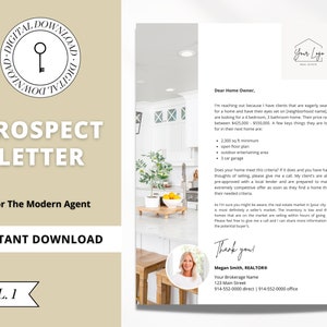 Carta de prospección de agentes inmobiliarios / Agricultura vecinal / Canva editable / Marketing de agentes inmobiliarios / Folleto de referencia de agentes modernos / Vol 1
