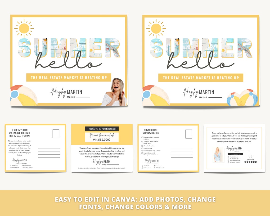 Real Estate Summer Postcard Canva Template Summer Real - Etsy