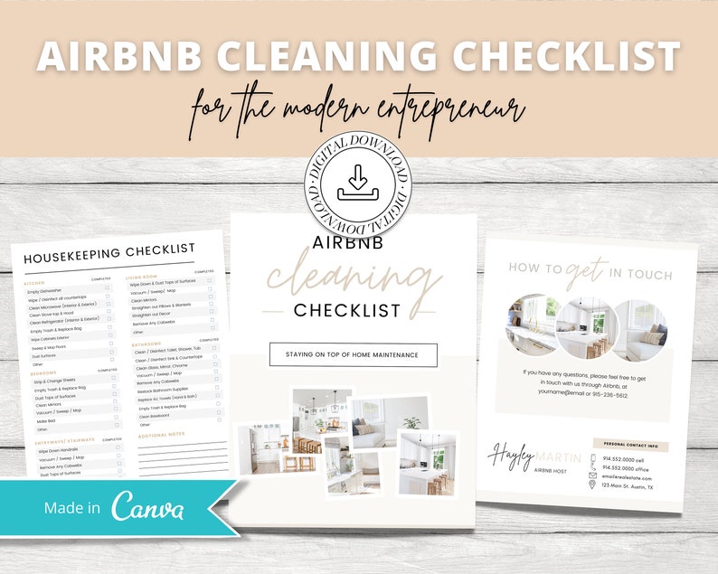 Rental Cleaning Checklist Housekeeping Signoff Sheet Etsy