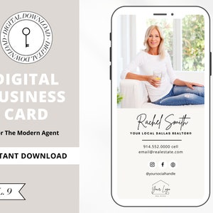 Digitale visitekaartje Canva-sjabloon | Onroerend goed visitekaartje | Agentmarketing | Modern visitekaartje | Ondernemer | Moderne | Deel 9