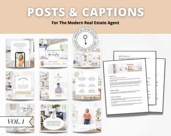 Real Estate Instagram Posts & Captions | Social Media for Real Estate | Agent Marketing | Real Estate Marketing | Facebook Posts | Canva