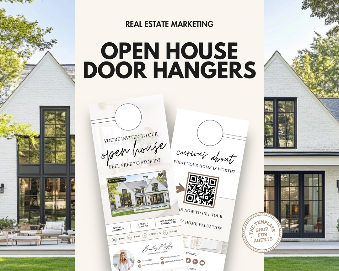 Open House Door Hanger Realtor Doorknocking Real Estate Farming