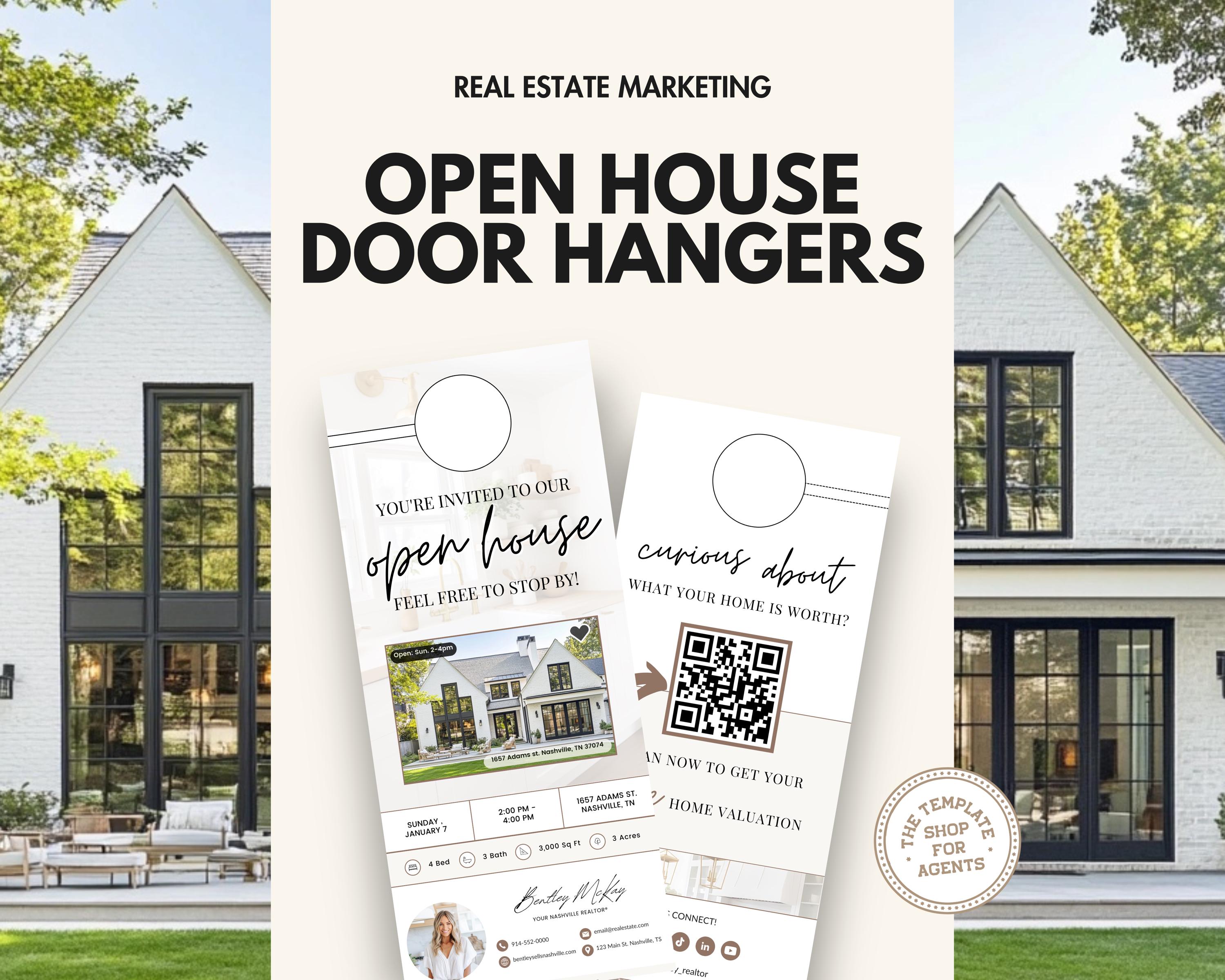 Open House Door Hanger | Realtor DoorKnocking | Real Estate Farming | Real Estate Marketing | Door Hanger | Open House Real Estate Marketing