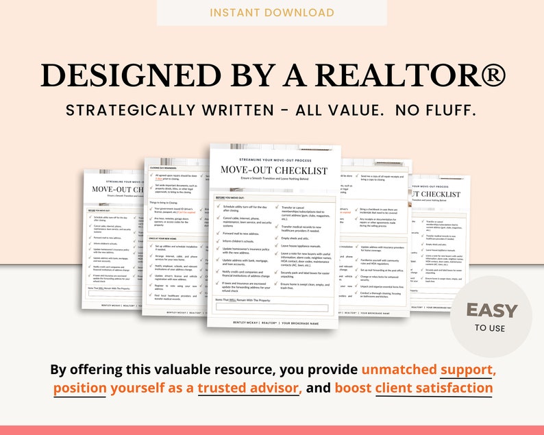 Real Estate Moving Checklist | Moving Guide | Printable Moving Checklist | Moving Checklist | Real Estate Marketing | Moving Flyer | To-Do image 4