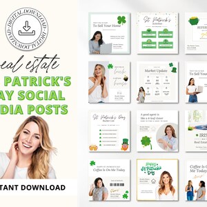 St Patricks Day Instagram Posts | Makler Marketing Canva Templates | Social Media Posts | St Patricks Day Pop By