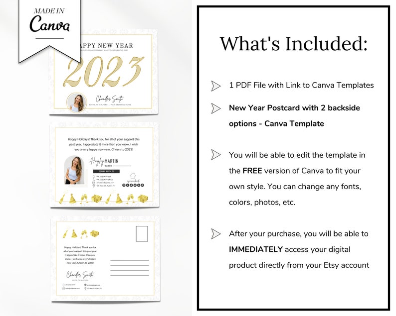 Real Estate Happy New Year Postcard Business New Year Card Etsy