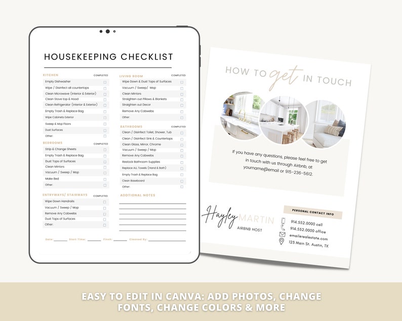 Rental Cleaning Checklist Housekeeping Signoff Sheet Etsy