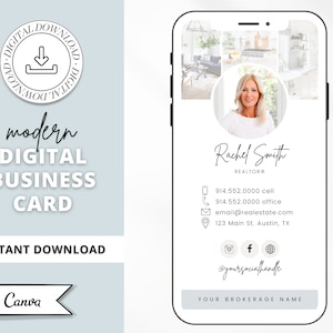 Digitale visitekaartje Canva-sjabloon | Onroerend goed visitekaartje | Vastgoedmarketing | Modern visitekaartje | Ondernemer | Modern