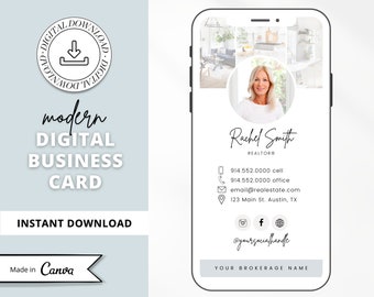 Digital Business Card Canva Template | Real Estate Business Card | Real Estate Marketing | Modern Business Card | Entrepreneur | Modern