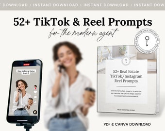 52+ TikTok & Reel Prompts | Social Media Ideas for Agents | Real Estate Marketing | TikTok List of Ideas | 52+ Days of TikTok and Reel Ideas