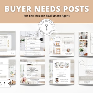 Publications sur les réseaux sociaux immobiliers | L’acheteur a besoin d’une publication Instagram immobilière | Marketing des agents immobiliers | Facebook | Guide d'achat d'une maison | Modèle Canva