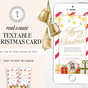 Digitale tekstbare kerstkaart voor onroerend goed | Tekstbare kerstkaart | Wintervastgoedmarketing | Winter | Vastgoedmarketing