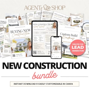 New Construction Bundle | New Home Builder Guide | New Construction Real Estate | New Home Construction Buyer | Real Estate Marketing| Canva