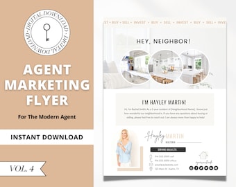 Folleto de marketing para agentes inmobiliarios / Agricultura vecinal / Plantilla Canva para bienes raíces / Folleto de referencia de agentes / Marca inmobiliaria / Vol 4