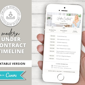 Under Contract Timeline for Real Estate | Textable Real Estate Closing Checklist | Home Buyer Guide | Canva Real Estate Template | Vol 2