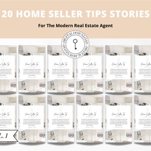 20 Home Seller Tips Social Media Stories |  Real Estate | Social Media for Agents | Instagram Stories | Facebook | Canva | Marketing | Vol 1