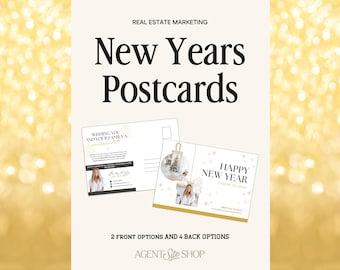 Happy New Year Real Estate Postcard | Business New Year Card | Real Estate Canva Template | Holiday Farming | 2025 Real Estate Card | Canva