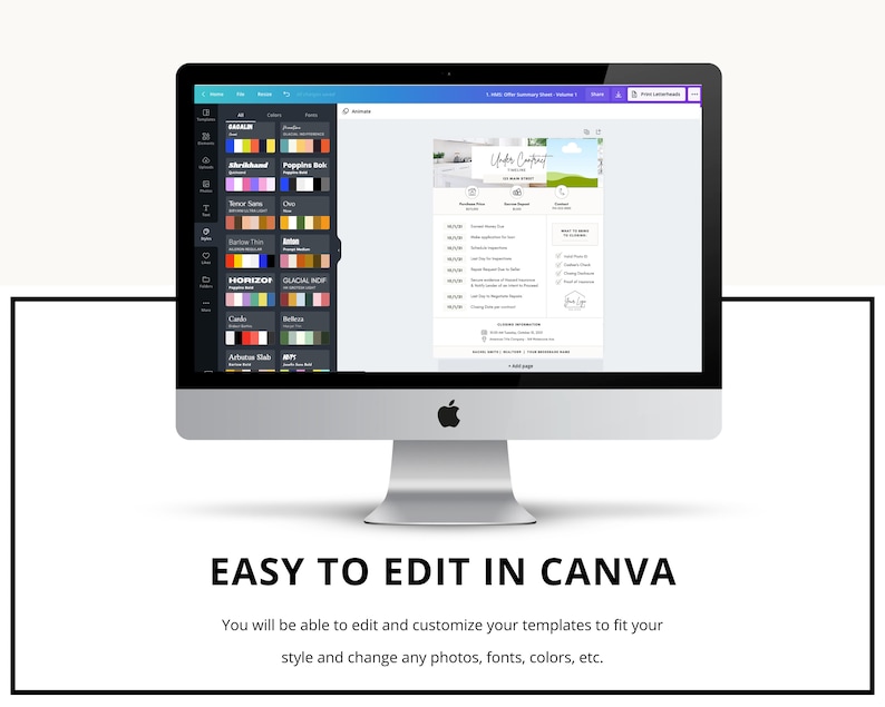 May include: A computer screen displaying a Canva design template for an "Under Construction" sign. The template features a green and white landscape with a white text box that says "Under Construction". The template is easy to edit and customize in Canva.