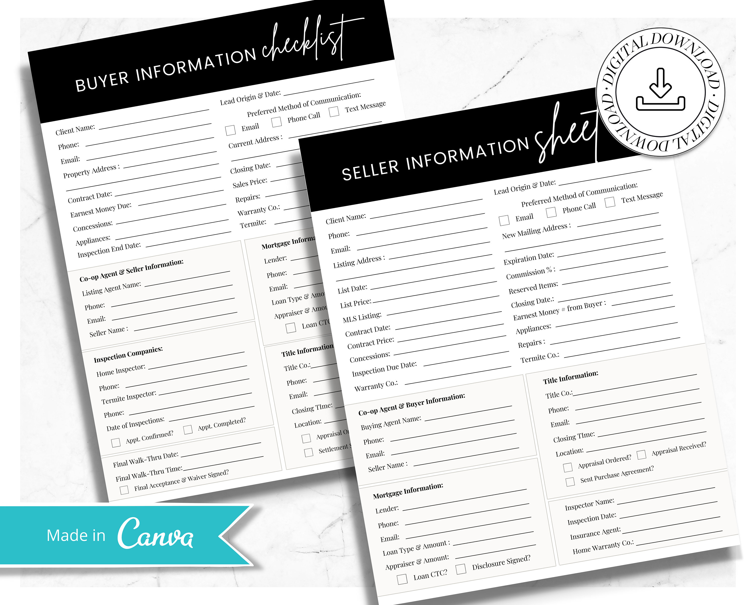 Buyer & Seller Information Sheet | Client Info | Client In  display picture 3