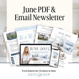 June Real Estate Newsletter | Real Estate Marketing | Monthly Real Estate Newsletter | Email Marketing | Canva Template| Printable | June