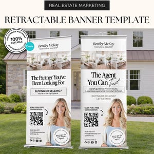 Real Estate Agent Pull-Up Banner Template | Event Banner | Realtor Roll Up Banner | Agent Marketing | Canva Professional Template