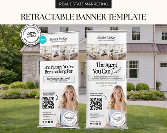 Real Estate Agent Pull-Up Banner Template | Event Banner | Realtor Roll Up Banner | Agent Marketing | Canva Professional Template