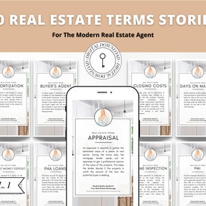 50 Immobilien Begriffe Stories Beiträge | Immobilien | Social Media für Agenten | Agent Marketing | Instagram Stories | Facebook | Canva | Vol 1