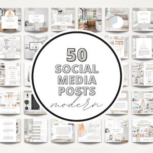 Band 1 | 50 Instagram Posts für Immobilien | Social Media Templates | Immobilienmarketing | Moderne Infografik | Canva Template