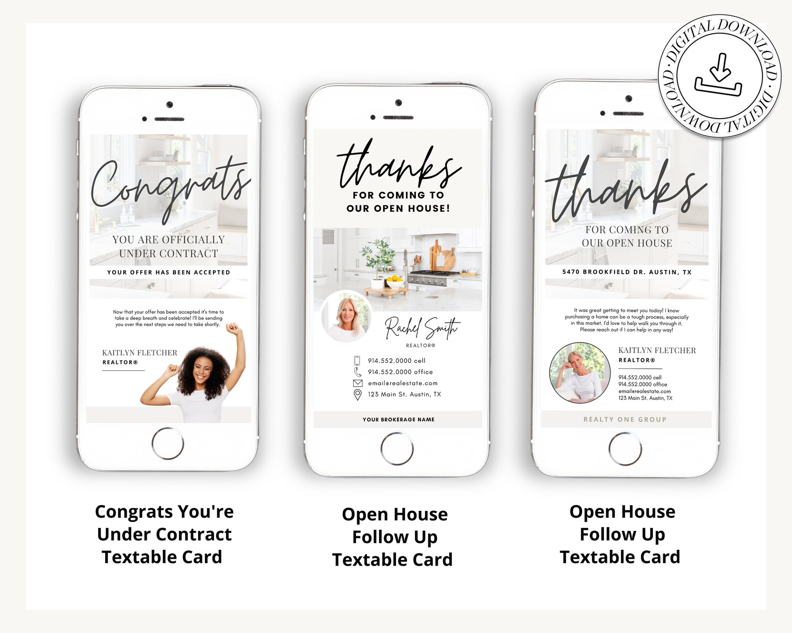 Digital Business Card Bundle Textable Real Estate Cards Etsy