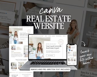 Real Estate Canva Website Template  | Real Estate Agent Website Template | Landing Page | Lead Magnet | Home Buyer Guide | Home Seller Guide