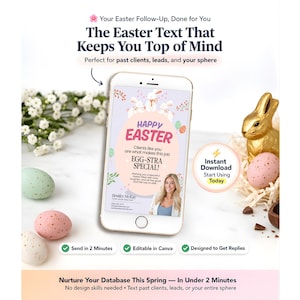 Easter Textable Card for Real Estate Agents: Client Appreciation, Past Client Touch Point, Client Follow Up, Spring Market, Canva Template