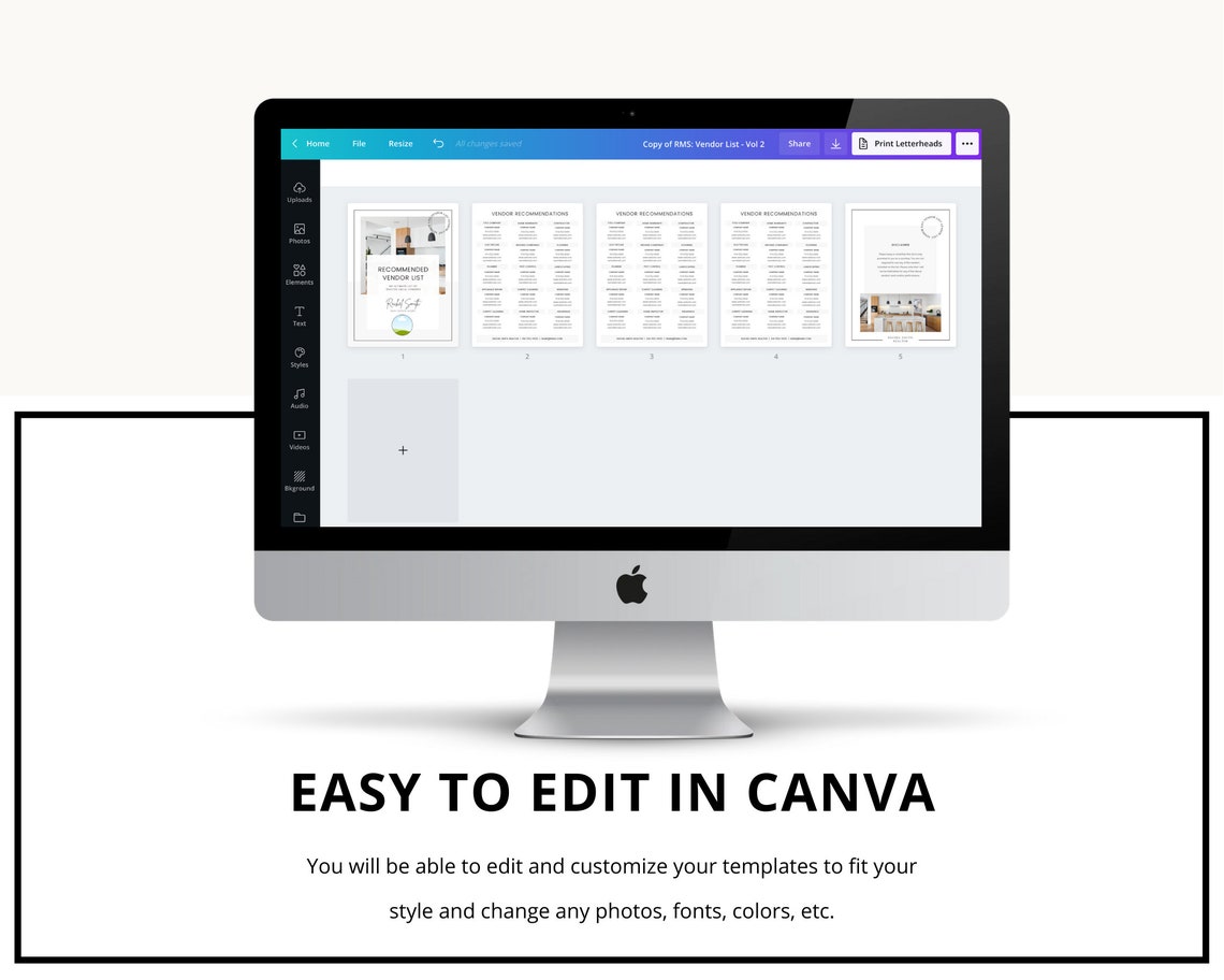 Vol 2 5 Page Vendor Recommendation List Canva Template | Etsy