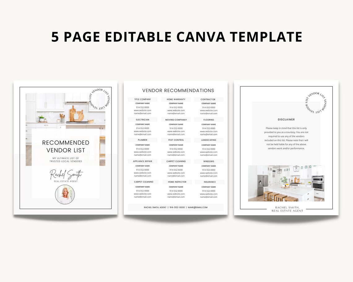Vol 1 5 Page Vendor Recommendation List Canva Template | Etsy