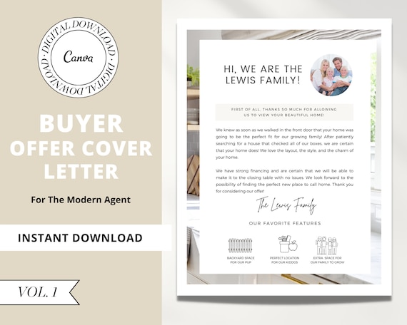 EDITABLE Home Offer Letter Template Real Estate Marketing Templates 