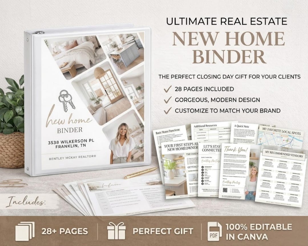 28 Page Closing Day Binder | Home Buyer Guide | Real Estate | Home ...