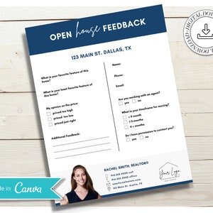 Open House Feedbackbogen | Makler Marketing Materialien | Tag der offenen Tür | Immobilienmarketing | Canva Template | Kaufberatung | Vol 3