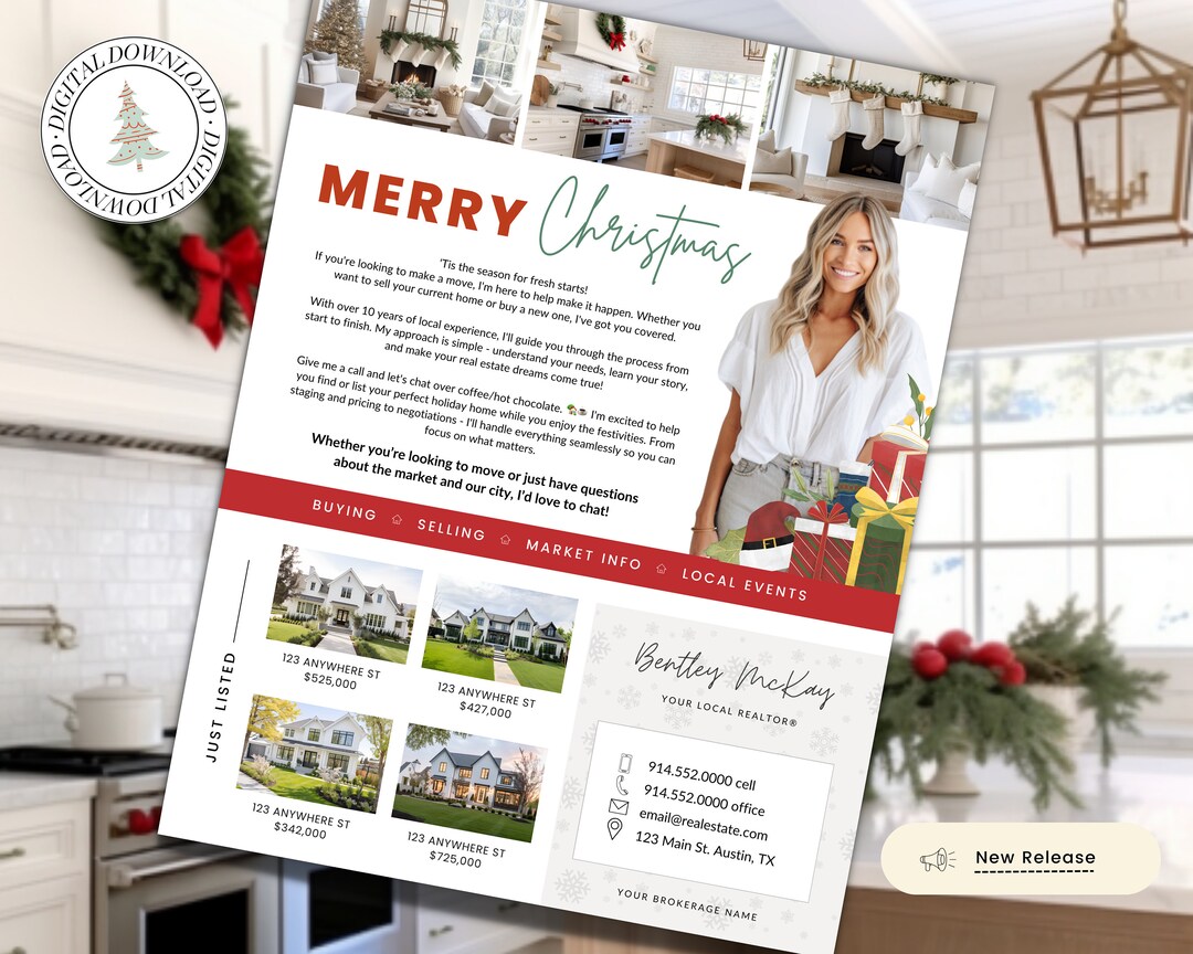 Christmas Real Estate Flyer | Real Estate Marketing | Canva Template