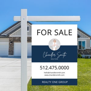 Real Estate Yard Sign Template | For Sale Yard Sign | Customizable For Sale Signage | Canva Template | Canva Template | Modern For Sale Sign