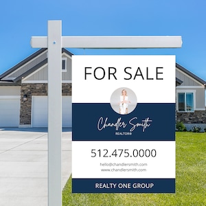 Real Estate Yard Sign Template | For Sale Yard Sign | Customizable For Sale Signage | Canva Template | Canva Template | Modern For Sale Sign